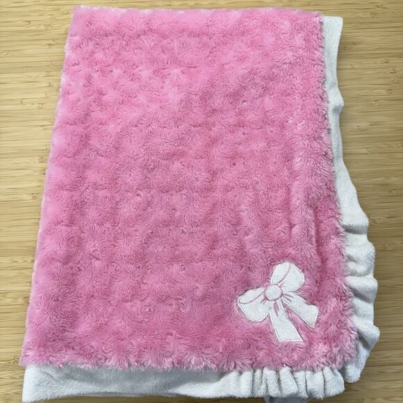 Baby Starters Baby Blanket Security Bow Pink Satin Ruffle 30x40 Lovey - Picture 1 of 4